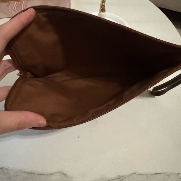 Coach New York Storypatch Badge Wristlet Pouch Wallet Clutch Tan Brown Leather - Picture 3 of 4